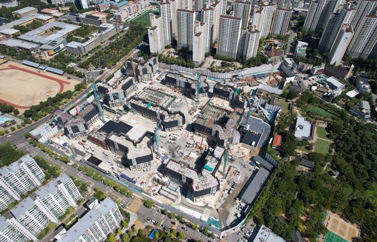 상인 센트럴자이 공사 현장과 주변 — 2026년 9월 항공사진(자이 공식 홈페이지)